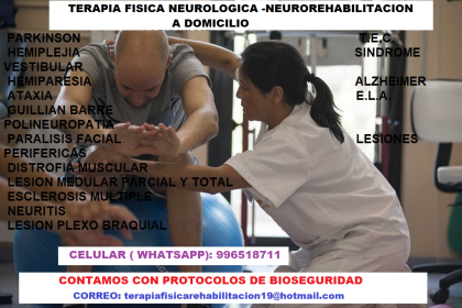 TERAPIA EN NEUROREHABILITACION ACV-PARKINSON-ESCLEROSIS MULTIPLE-LESION MEDULAR-PARALISIS FACIAL