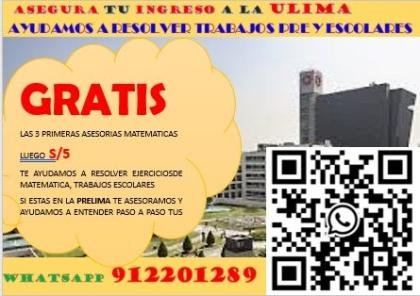 HACEMOS TRABAJOS DE MATEMÁTICA E INGLÉS (S/5) CLASES (S/10)912201289