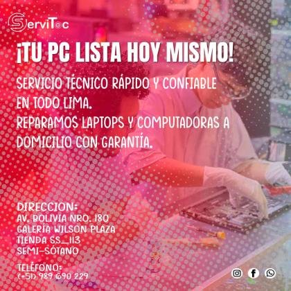 REPARAMOS TU LAPTOP EN HORAS